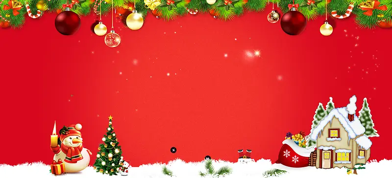 红色圣诞节banner背景