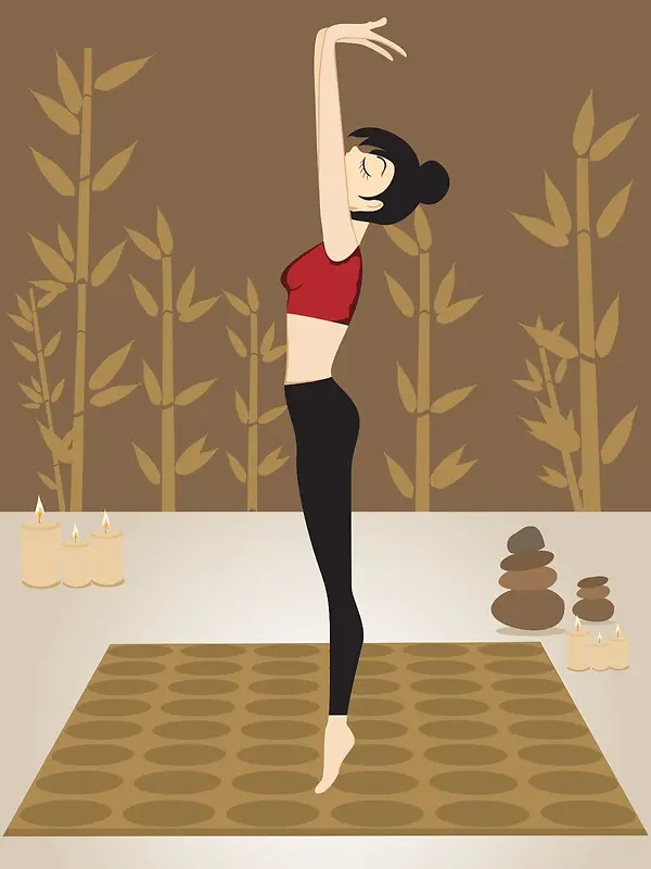 卡通瑜伽健身海报背景