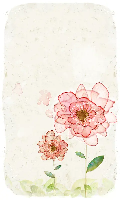 手绘粉色喷绘水彩边框花朵鲜花 印刷背景