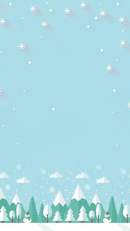 蓝色小清新卡通冬季立冬圣诞PSD分层H5