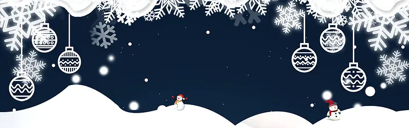 圣诞节蓝色卡通电商雪花banner