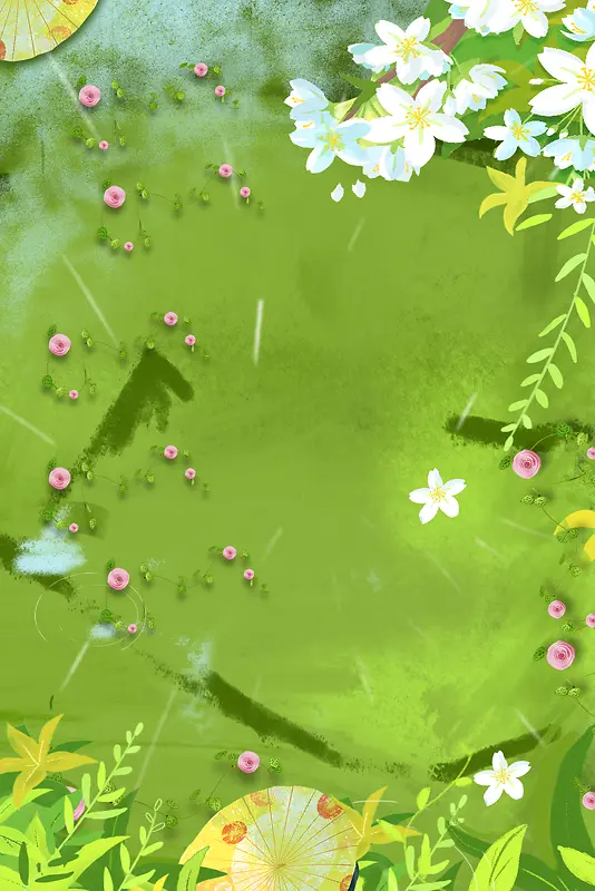 狂暑季夏日绿色手绘海报