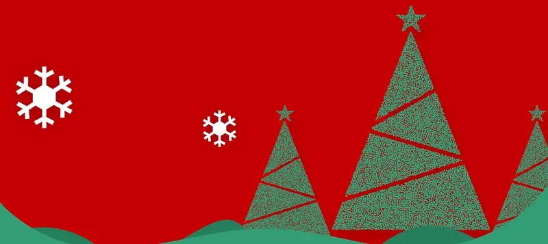 圣诞树卡通简约红色雪花banner
