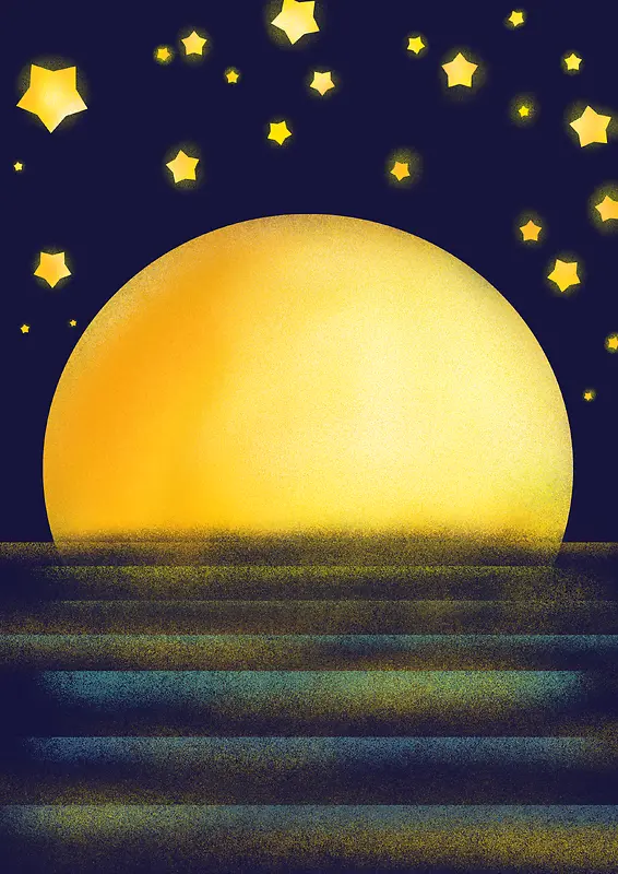 手绘安静的夜晚商业插画