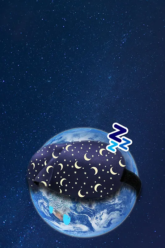 蓝色卡通世界睡眠日星空地球背景