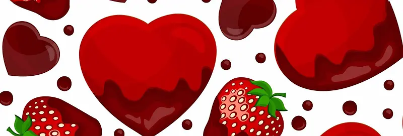 爱心草莓巧克力情人节背景图