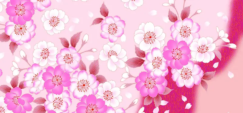 卡通日式樱花背景