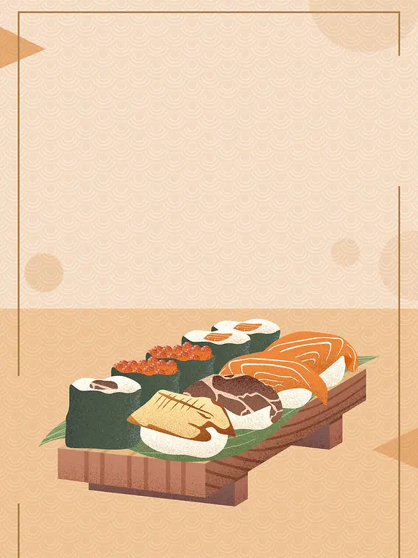 简约日式美食寿司原创手绘