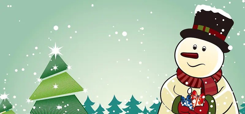矢量雪人圣诞树背景图