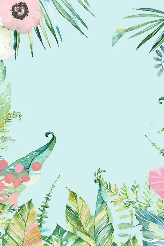 绿色手绘春季上新花卉背景