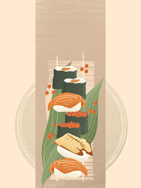 日式寿司原创手绘美食
