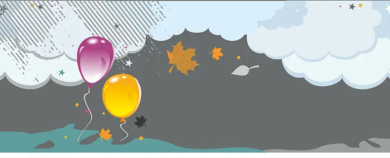 卡通手绘云层气球背景