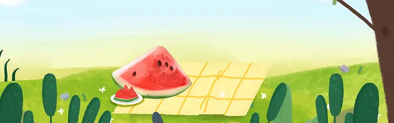 卡通手绘插画banner背景