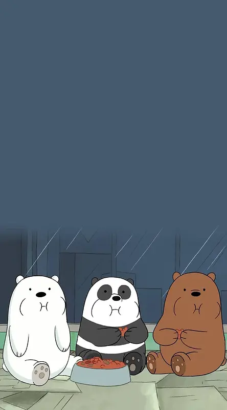 三只小熊清新卡通手绘背景