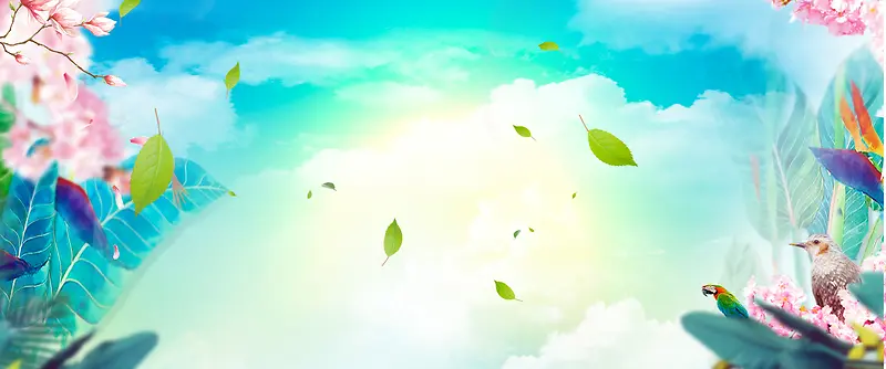 春意浓彩色手绘春天banner