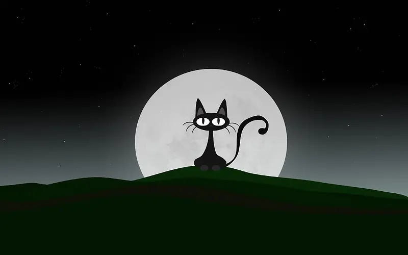 卡通夜晚黑猫背景