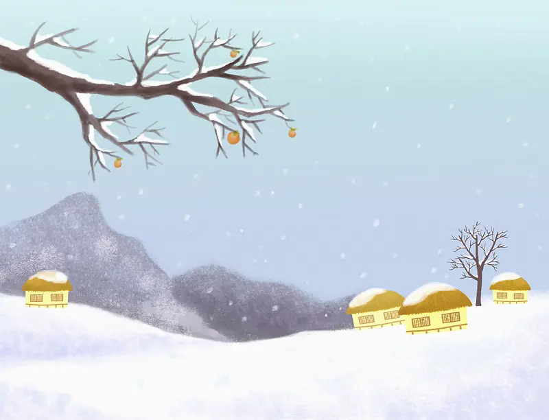 手绘冬季雪插画平面广告