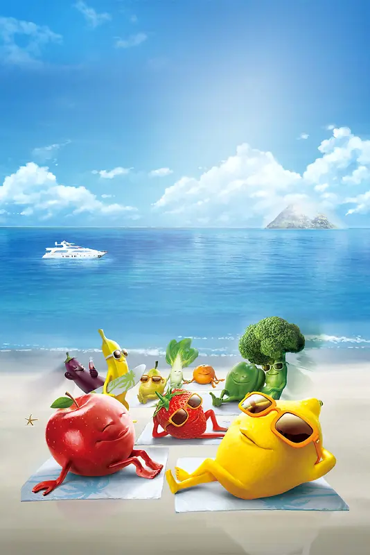 食尚新鲜果蔬美食海报背景模板