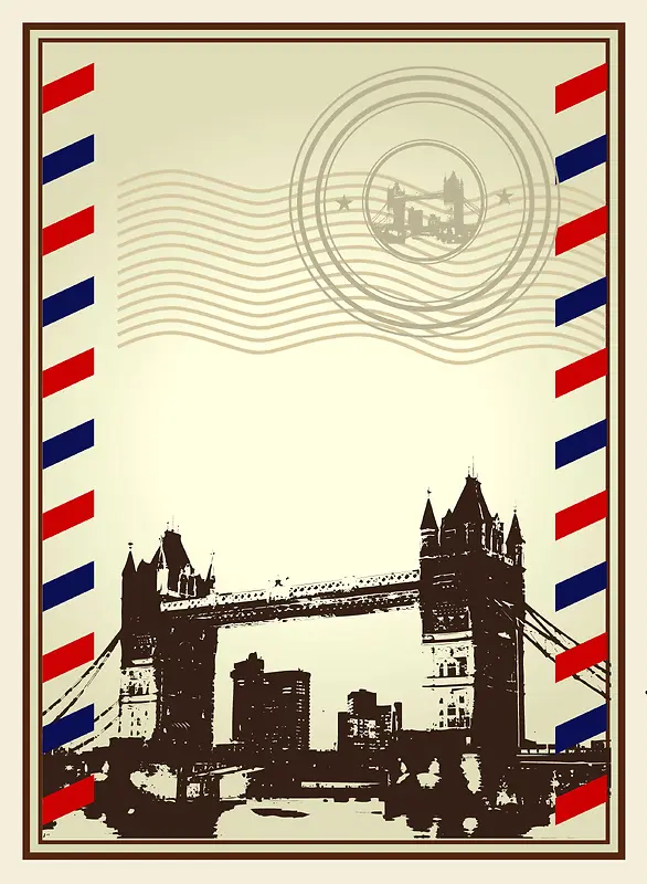 伦敦大桥信封纸张海报背景