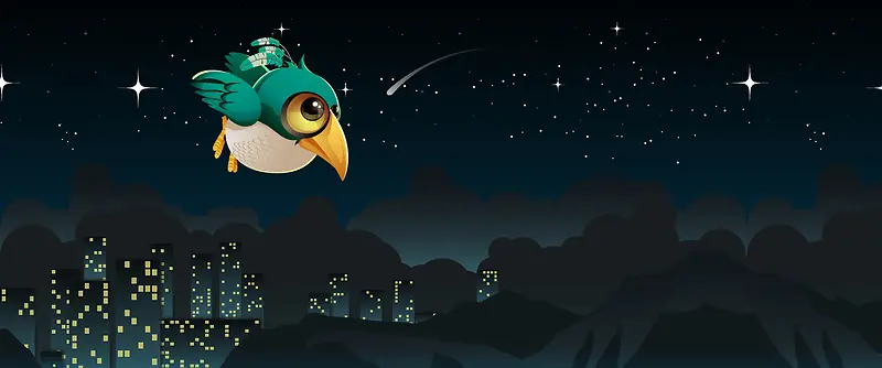 夜晚飞行的小鸟背景图