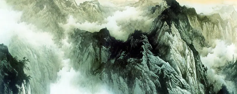 国画山水画淘宝网站背景图
