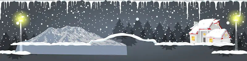 卡通圣诞节雪景背景