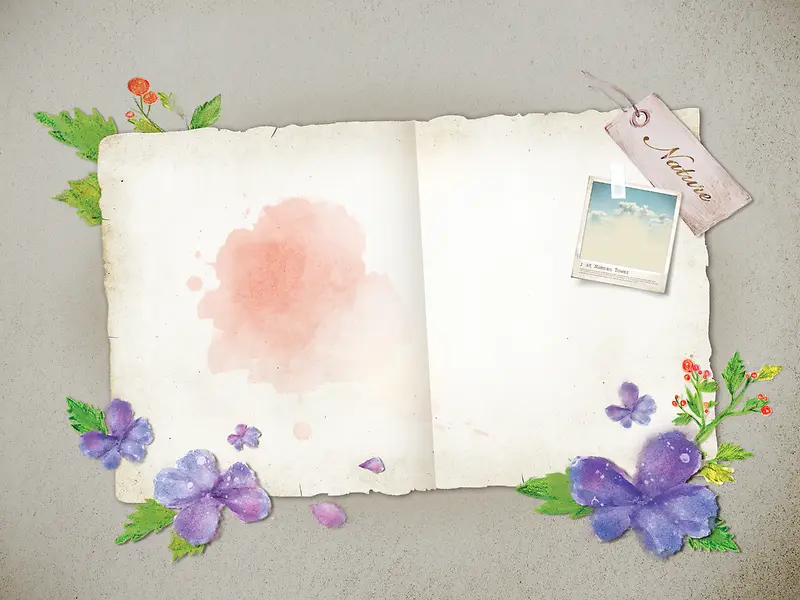 手绘喷绘花纹花朵书本印刷背景