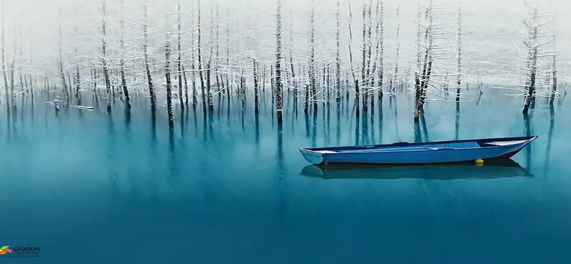 卡通创意树林河流小船背景