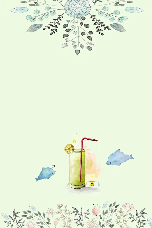 简约小清新果汁饮品海报背景