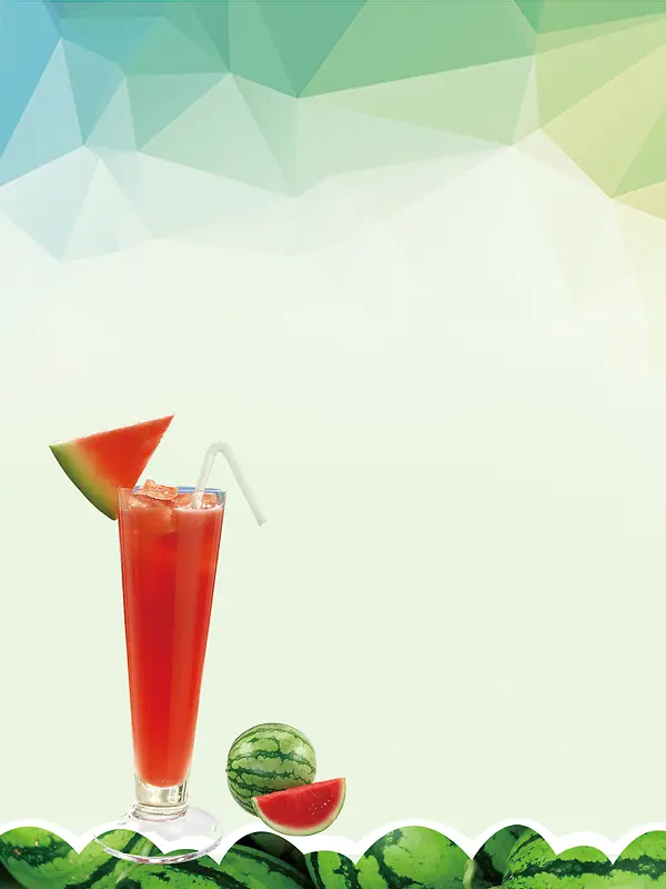 卡通矢量质感西瓜饮品海报背景