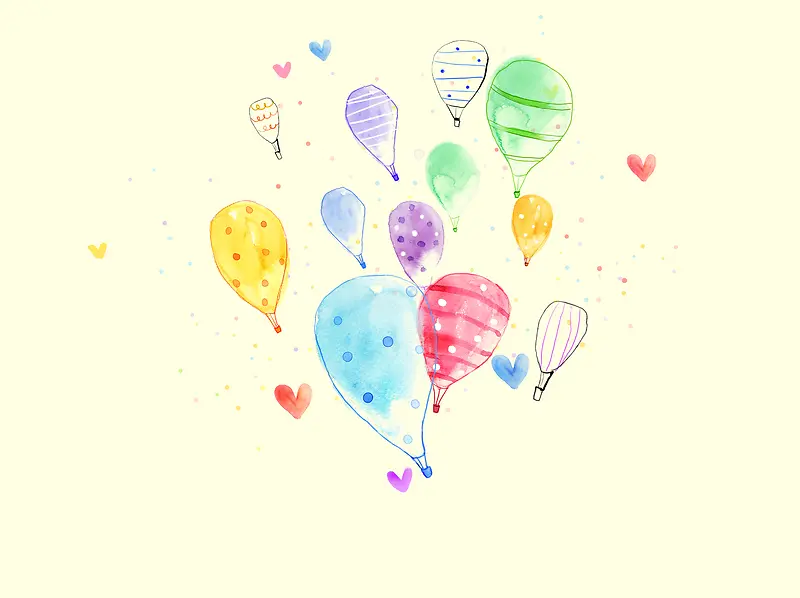 可爱水彩气球插画海报背景