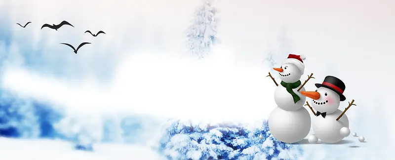 可爱雪人小清新大雁蓝色banner