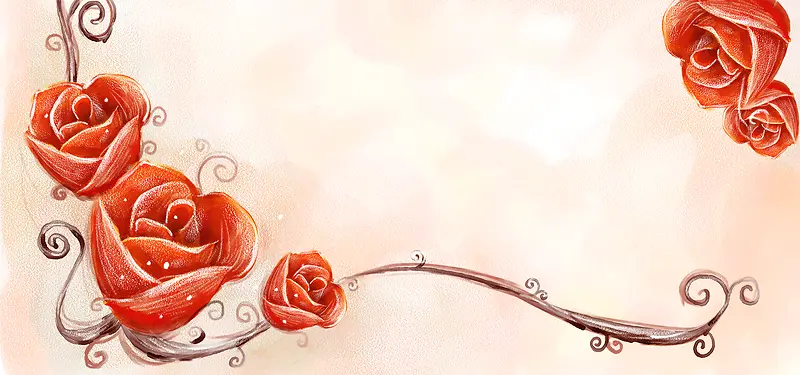 手绘玫瑰花背景
