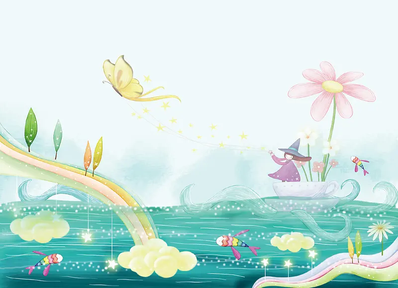 卡通绘画海报背景素材