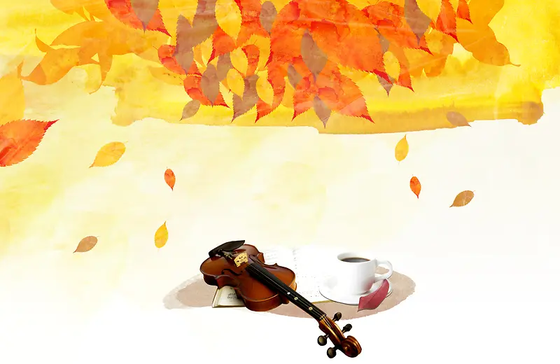 小提琴秋季海报背景素材