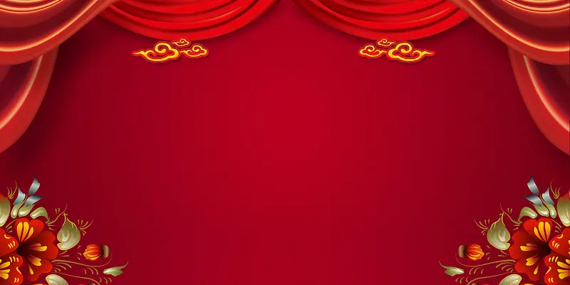 红色舞台帷幔海报背景模板