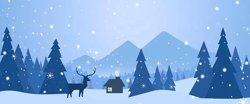 冬季蓝色卡通banner