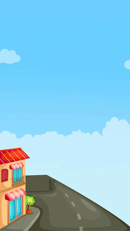 蓝色小清新卡通建筑背景