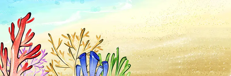 卡通夏日海滩背景banner