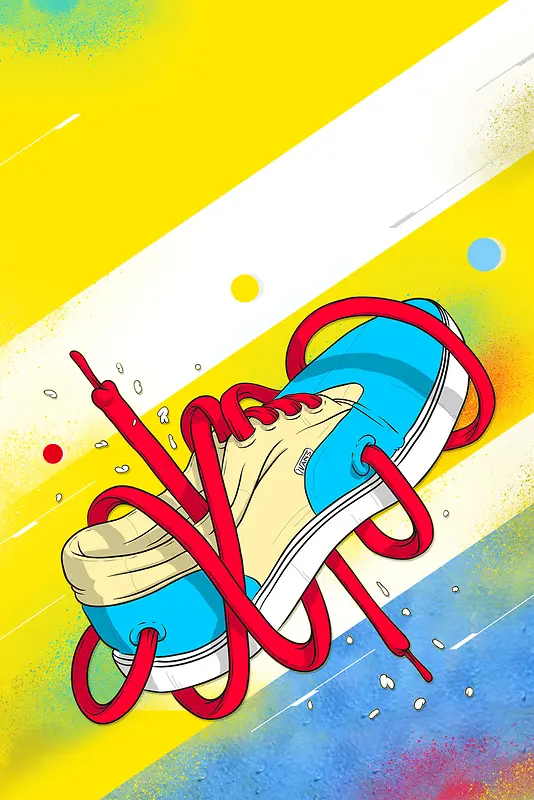 黄色卡通炫酷运动鞋背景素材