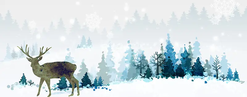 圣诞节麋鹿手绘蓝色banner