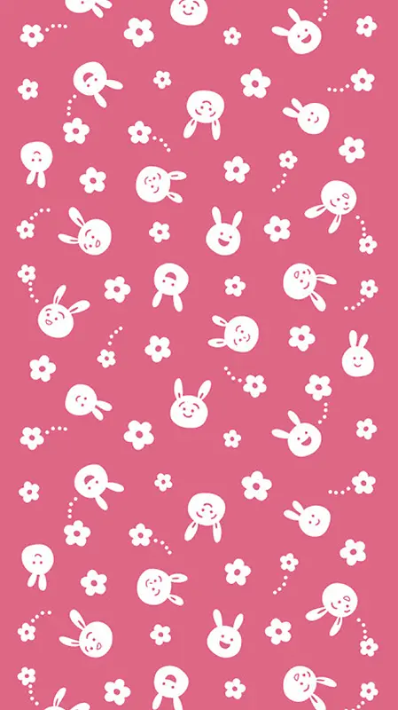 粉色可爱卡通兔子平铺平面广告
