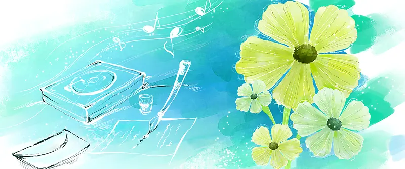 手绘花卉图片banner