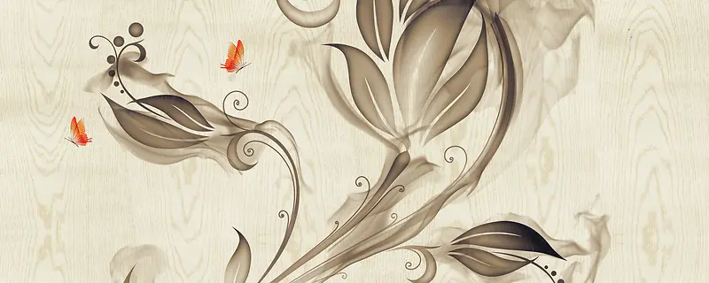 木纹手绘花淘宝网站背景图