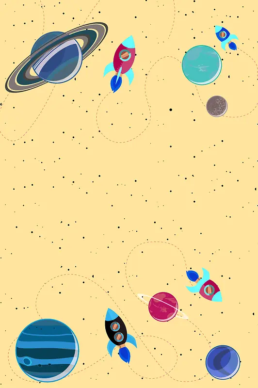 深色背景卡通宇宙平面广告