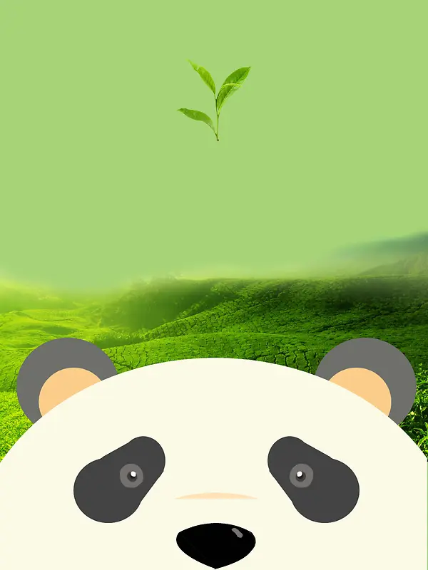 小清新卡通熊猫绿色海报