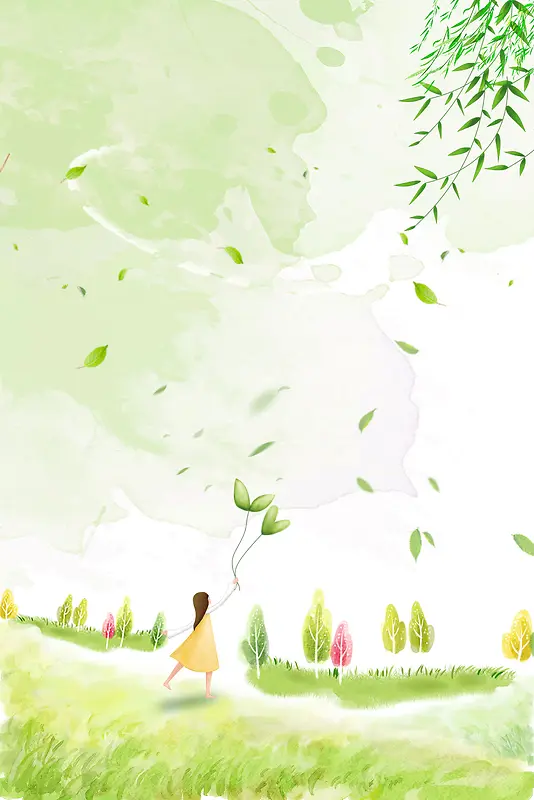 浅绿色手绘春季上新春天背景