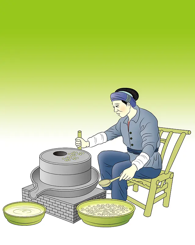 卡通中国风古典石墨豆浆青色背景素材