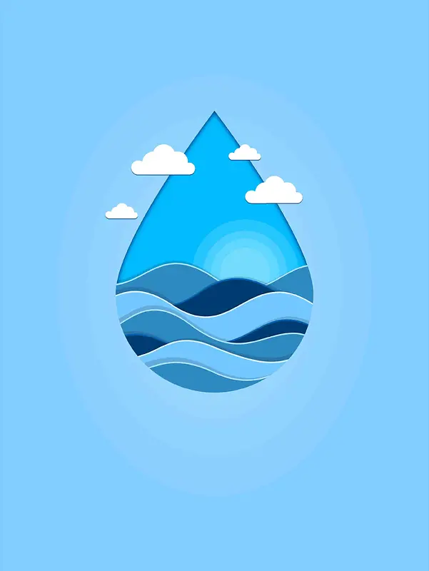 322世界水日蓝色海报设计背景模板