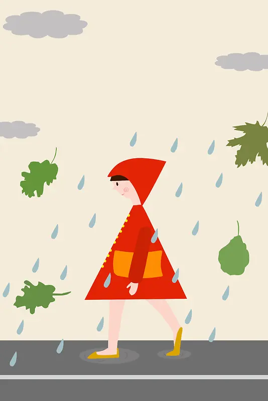 雨水节气卡通人物广告设计
